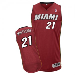 Maillot NBA Rouge Hassan Whiteside #21 Miami Heat Alternate Authentic Homme Adidas