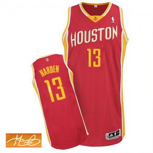 Maillot NBA Authentic James Harden #13 Houston Rockets Alternate Autographed Rouge - Homme