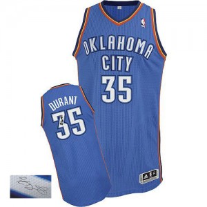 Maillot Authentic Oklahoma City Thunder NBA Road Autographed Bleu royal - #35 Kevin Durant - Homme