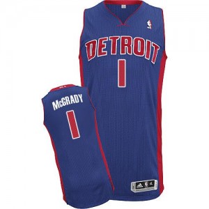 Maillot NBA Bleu royal Tracy McGrady #1 Detroit Pistons Road Authentic Homme Adidas