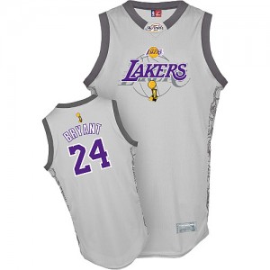 Maillot NBA Gris Kobe Bryant #24 Los Angeles Lakers 2010 Finals Commemorative Authentic Homme Adidas