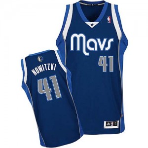Maillot Adidas Bleu marin Alternate Authentic Dallas Mavericks - Dirk Nowitzki #41 - Homme