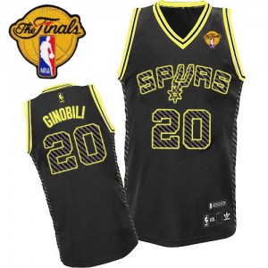 San Antonio Spurs Manu Ginobili #20 Electricity Fashion Finals Patch Authentic Maillot d'équipe de NBA - Noir pour Homme