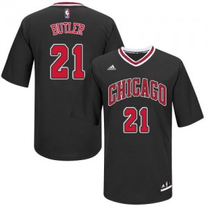 Chicago Bulls #21 Adidas Short Sleeve Noir Authentic Maillot d'équipe de NBA Expédition rapide - Jimmy Butler pour Homme
