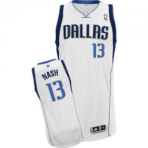 Dallas Mavericks Steve Nash #13 Home Authentic Maillot d'équipe de NBA - Blanc pour Homme