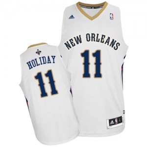 Maillot NBA Blanc Jrue Holiday #11 New Orleans Pelicans Home Swingman Homme Adidas