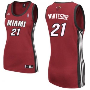 Miami Heat Hassan Whiteside #21 Alternate Authentic Maillot d'équipe de NBA - Rouge pour Femme
