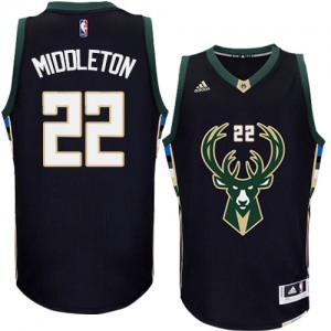 Milwaukee Bucks #22 Adidas Alternate Noir Authentic Maillot d'équipe de NBA la meilleure qualité - Khris Middleton pour Homme