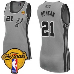 Maillot NBA Gris argenté Tim Duncan #21 San Antonio Spurs Alternate Finals Patch Authentic Femme Adidas