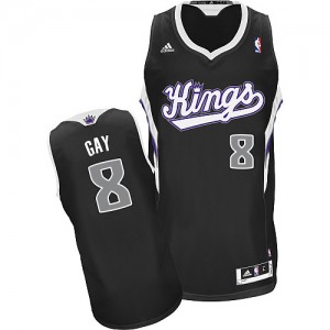 Sacramento Kings #8 Adidas Alternate Noir Swingman Maillot d'équipe de NBA Soldes discount - Rudy Gay pour Homme