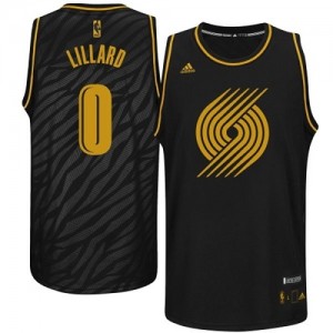 Portland Trail Blazers #0 Adidas Precious Metals Fashion Noir Swingman Maillot d'équipe de NBA magasin d'usine - Damian Lillard pour Homme