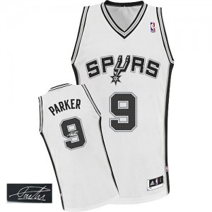 San Antonio Spurs #9 Adidas Home Autographed Blanc Authentic Maillot d'équipe de NBA Magasin d'usine - Tony Parker pour Homme