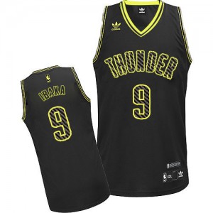 Oklahoma City Thunder #9 Adidas Electricity Fashion Noir Swingman Maillot d'équipe de NBA boutique en ligne - Serge Ibaka pour Homme