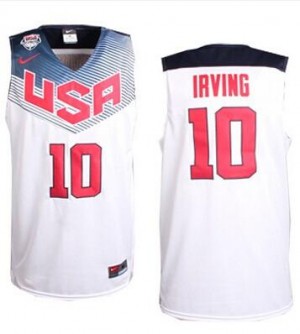Maillot NBA Team USA #10 Kyrie Irving Blanc Nike Authentic 2014 Dream Team - Homme