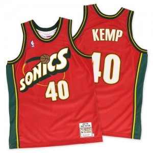 Oklahoma City Thunder #40 Mitchell and Ness Throwback SuperSonics Rouge Swingman Maillot d'équipe de NBA Vente - Shawn Kemp pour Homme