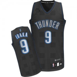 Maillot NBA Noir Serge Ibaka #9 Oklahoma City Thunder Rhythm Fashion Authentic Homme Adidas