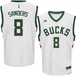 Milwaukee Bucks #8 Adidas Home Blanc Authentic Maillot d'équipe de NBA pas cher - Larry Sanders pour Homme