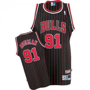 Chicago Bulls Dennis Rodman #91 Throwback Swingman Maillot d'équipe de NBA - Noir Rouge pour Homme