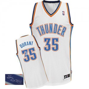 Maillot NBA Authentic Kevin Durant #35 Oklahoma City Thunder Home Autographed Blanc - Homme