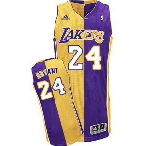 Los Angeles Lakers Kobe Bryant #24 Split Fashion Swingman Maillot d'équipe de NBA - Or / Violet pour Homme