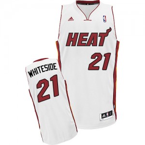 Maillot NBA Blanc Hassan Whiteside #21 Miami Heat Home Swingman Enfants Adidas