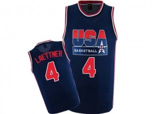 Maillot NBA Team USA #4 Christian Laettner Bleu marin Nike Authentic 2012 Olympic Retro - Homme