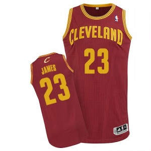 Maillot NBA Cleveland Cavaliers #23 LeBron James Vin Rouge Adidas Authentic Road - Homme