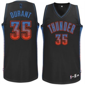 Maillot Adidas Noir Vibe Authentic Oklahoma City Thunder - Kevin Durant #35 - Homme