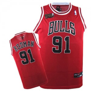 Chicago Bulls Nike Dennis Rodman #91 Champions Patch Swingman Maillot d'équipe de NBA - Rouge pour Homme