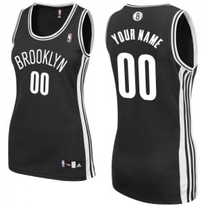 Maillot NBA Noir Authentic Personnalisé Brooklyn Nets Road Femme Adidas