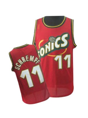 Maillot NBA Oklahoma City Thunder #11 Detlef Schrempf Rouge Adidas Authentic Throwback SuperSonics - Homme