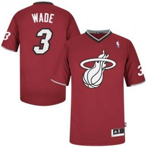Maillot NBA Miami Heat #3 Dwyane Wade Rouge Adidas Authentic 2013 Christmas Day - Homme