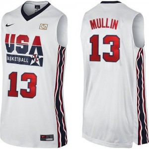 Maillot Nike Blanc 2012 Olympic Retro Authentic Team USA - Chris Mullin #13 - Homme