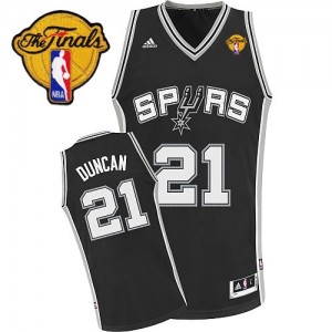 Maillot NBA Swingman Tim Duncan #21 San Antonio Spurs Road Finals Patch Noir - Homme