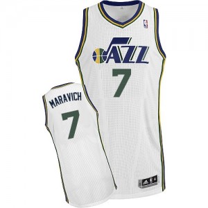 Maillot Adidas Blanc Home Authentic Utah Jazz - Pete Maravich #7 - Homme