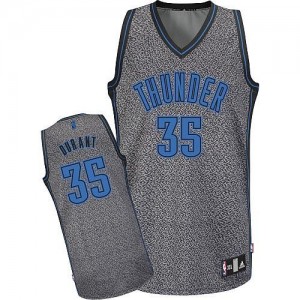 Maillot Adidas Gris Static Fashion Authentic Oklahoma City Thunder - Kevin Durant #35 - Homme