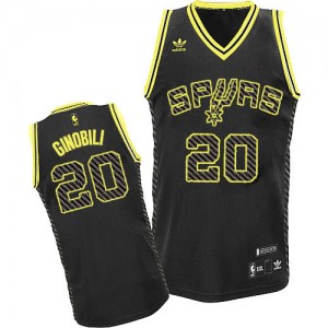 Maillot NBA Noir Manu Ginobili #20 San Antonio Spurs Electricity Fashion Swingman Homme Adidas