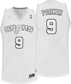 San Antonio Spurs #9 Adidas Winter On-Court Blanc Swingman Maillot d'équipe de NBA Braderie - Tony Parker pour Homme