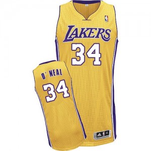 Maillot NBA Or Shaquille O'Neal #34 Los Angeles Lakers Home Authentic Homme Adidas