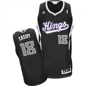 Sacramento Kings #18 Adidas Alternate Noir Swingman Maillot d'équipe de NBA Prix d'usine - Omri Casspi pour Homme