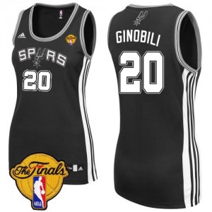 San Antonio Spurs Manu Ginobili #20 Road Finals Patch Swingman Maillot d'équipe de NBA - Noir pour Femme