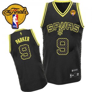 Maillot Authentic San Antonio Spurs NBA Electricity Fashion Finals Patch Noir - #9 Tony Parker - Homme
