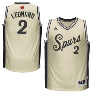 Maillot NBA San Antonio Spurs #2 Kawhi Leonard Crème Adidas Authentic 2015-16 Christmas Day - Homme