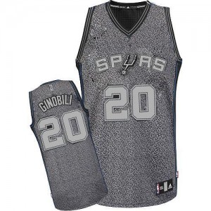 San Antonio Spurs #20 Adidas Static Fashion Gris Authentic Maillot d'équipe de NBA Braderie - Manu Ginobili pour Homme
