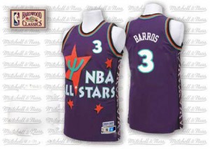 Philadelphia 76ers Dana Barros #3 Throwback 1995 All Star Authentic Maillot d'équipe de NBA - Violet pour Homme