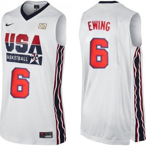 Maillot NBA Team USA #6 Patrick Ewing Blanc Nike Authentic 2012 Olympic Retro - Homme