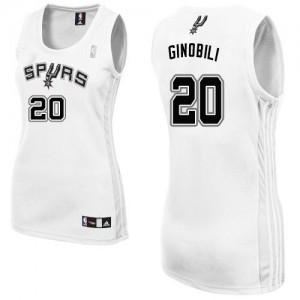 San Antonio Spurs Manu Ginobili #20 Home Authentic Maillot d'équipe de NBA - Blanc pour Femme