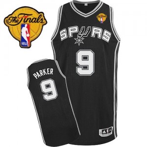 Maillot Authentic San Antonio Spurs NBA Road Finals Patch Noir - #9 Tony Parker - Enfants