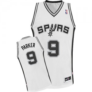 San Antonio Spurs #9 Adidas Home Blanc Authentic Maillot d'équipe de NBA pas cher en ligne - Tony Parker pour Homme
