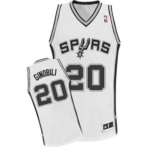 San Antonio Spurs Manu Ginobili #20 Home Authentic Maillot d'équipe de NBA - Blanc pour Homme